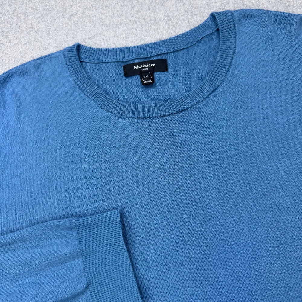Matinique Europe Sweater Mens XXL Blue Cotton Knit Crew Neck Pullover Preppy‎